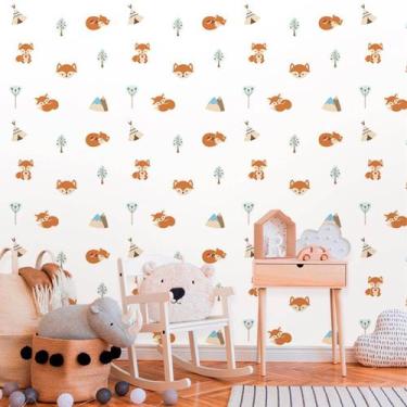 Imagem de Papel de Parede Vinil Autocolante Baby Raposa Cute 270 - Inove Papéis 
