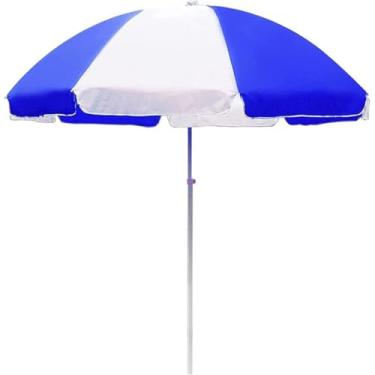 Imagem de Guarda-sol Grande Liso Praia Pesca Piscina Alumínio 1,80m(Azul/Branco)