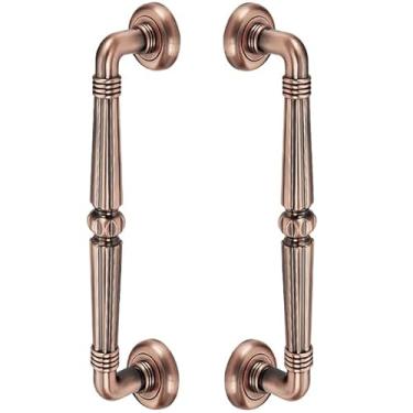 Imagem de Puxador Duplo Victoria 305mm Porta Pivotante Correr Passagem Madeira Vidro Colonial Clássico Rústico Máxima Metais (Cobre Antigo)