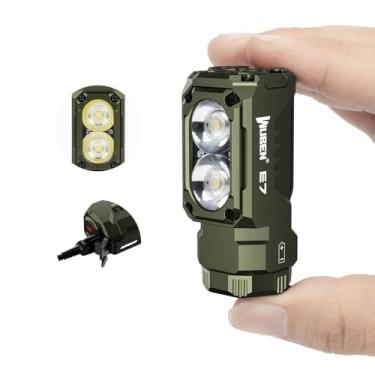 Imagem de Minilanterna WUBEN E7 1800 lm superbrilhante, com ímã, 6 modos, para o dia a dia, LED recarregável tipo C, IP68, tipo de bolso para uso como lanterna de cabeça, resgate, acampamento, verde-exército