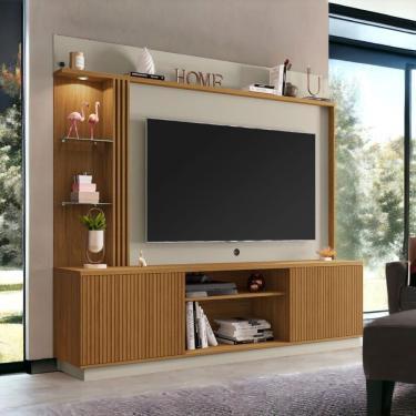 Imagem de Home Para Tvs 65 Atlanta Cinamomo e Off White Ripado Bechara