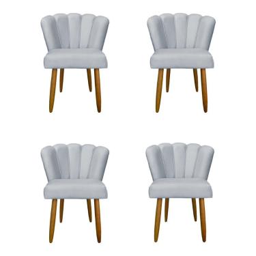 Imagem de Kit 4 Cadeiras Para Mesa De Jantar Flor - Balaqui Decor Cor: Cinza