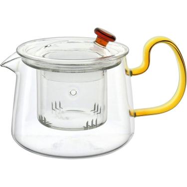 Imagem de Chaleira Com Infusor Home&co Alça Amarela Borossilicato 500ml 10x16x16cm Transparente