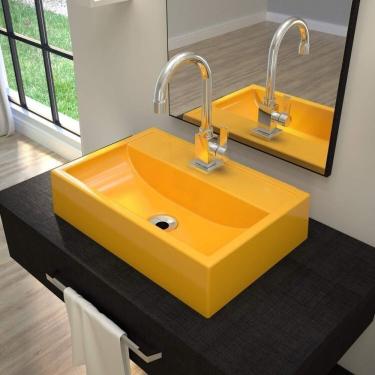 Imagem de Kit 2 Cubas De Apoio Para Banheiro Q45w Retangular Compace Amarelo