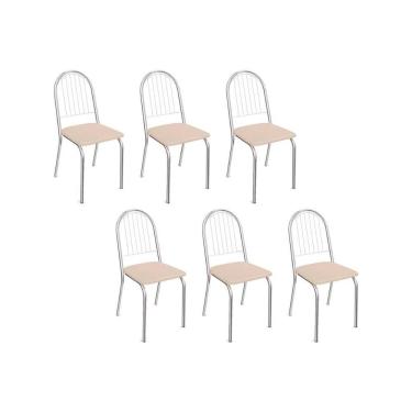 Imagem de Cadeira De Cozinha Noruega C077 Kit 6 Un Cromada Nude 16