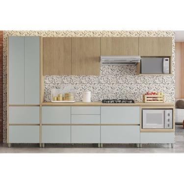 Imagem de Kit Cozinha Modulada 7 Peças Rainha Gourmet 33 Aéreos + 3 Balcões + 1 Paneleiro C6p38 Nature Verde