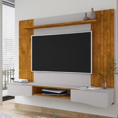 Imagem de Painel Suspenso Buzios Sala Tv Até 60 Polegadas Com 2 Portas Naturale/Off White