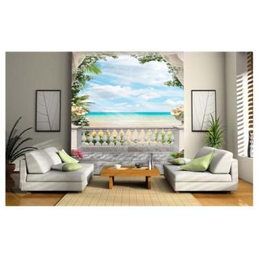 Imagem de Papel De Parede Paisagem Digital Jardim Mar 3D Dav21 - Você Decora