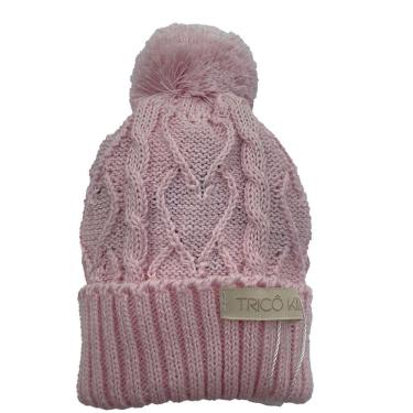 Imagem de Gorro de Tricô Para Meninas Com Pompom Rosa Claro