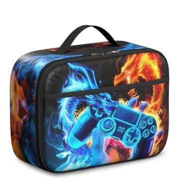 Imagem de MAHIPOCI Lancheira com console de jogos Ice Fire Dragon isolada para mulheres e homens, lancheira com zíper