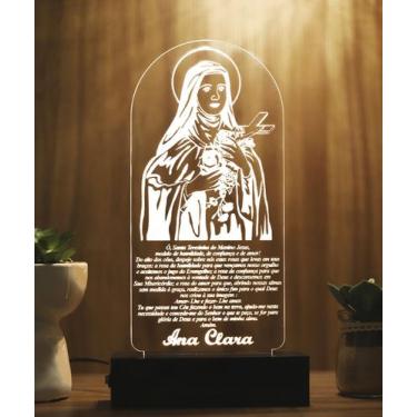 Imagem de Luminária Abajur Oração Santa Teresinha LED Branco - Bold