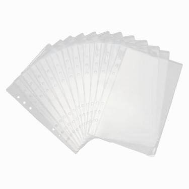 Imagem de AxeWoodz Bolsos para fichário A5, 12 peças, folhas soltas, 6 furos, bolso sem zíper, parte superior transparente, envelopes de orçamento de dinheiro abertos, sacos de arquivamento de documentos