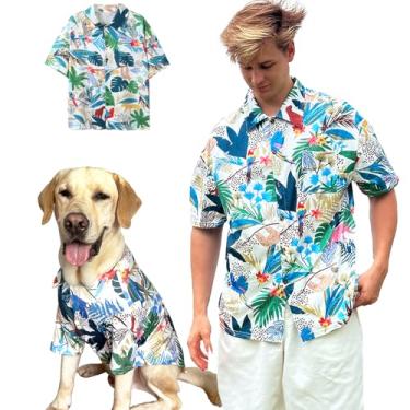 Imagem de Camiseta para cachorro Havaí respirável estilo praia legal roupas para cães de médio a grande porte e camisas para animais de estimação vendidas separadamente, GG verde