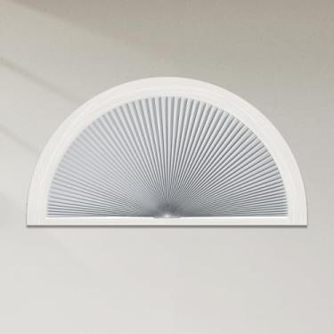 Imagem de Tonature Persianas de janela de arco, meio círculo, blecaute, sem fio, sem broca, para janelas, meia lua, tecido favo de mel, sem ferramentas, cortinas de favo de mel, fácil instalação