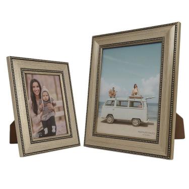 Imagem de Jogo Porta Retrato Moldura Madeira Premium Champanhe Fotos 20x25 e 10x15