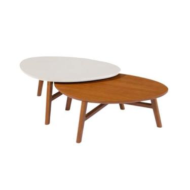 Imagem de Mesa de centro para sala organica Manaus base madeira kit 2 - Cajuela 