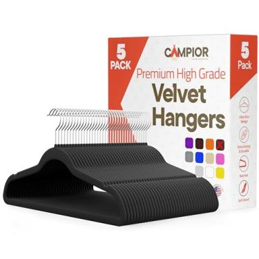 Imagem de Campior Cabides de veludo – Conjunto de cabides resistentes para organizar ternos, vestidos, casacos e roupas, comporta até 4,5 kg, com gancho giratório de 360 graus e entalhes de ombro