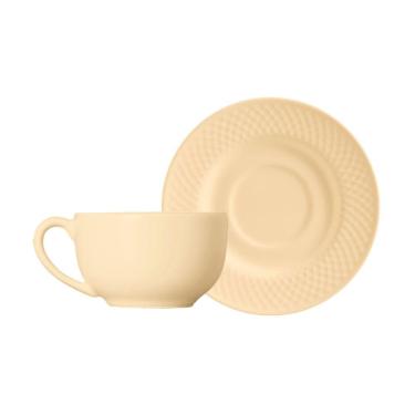 Imagem de Conjunto com 6 Xícaras de Chá com Pires Nude Acetinado 250ml