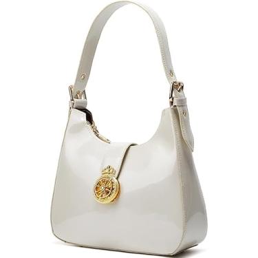 Imagem de Mulheres Hobo Bolsas Bolsas Brilhantes Bolsas De Couro Envernizado Bolsa De Ombro Retro Evening Bag Clássico Clutch Bolsa Pequena Tote, Wine Red