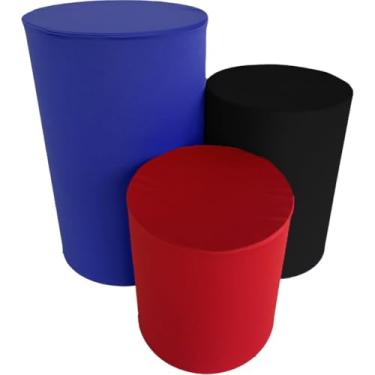 Imagem de Trio de Capa para Cilindro Para Festa Decoração de festa trio capa de cilindro Monte Sua Capa(AZUL ROYAL, PRETO E VERMELHO)