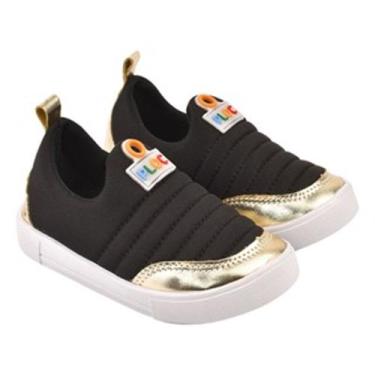 Imagem de Tênis infantil Ploc Street, Preto, Ouro, 29