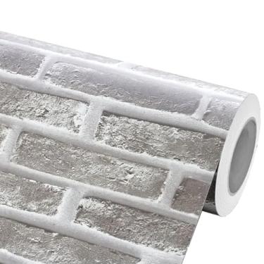 Imagem de Adesivo De Parede Tijolo P/Quarto Sala Lavável Moderno Tijolinho 3D Cinza Escuro