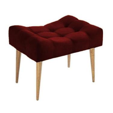 Imagem de Puff banqueta retangular vermelho bordô pé palito com detalhe em costu
