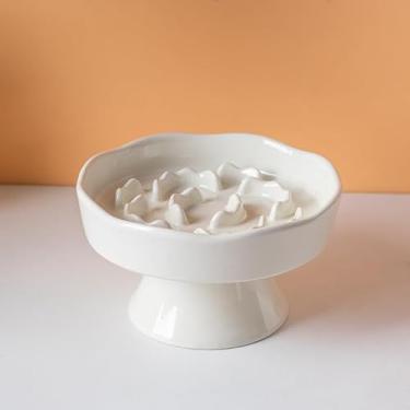 Imagem de KeyChefLab Tigela para cães de alimentação lenta, tigelas de cerâmica elevada para cães e gatos pequenos e médios – tigela de alimentação lenta, itens essenciais para filhotes, suprimentos para