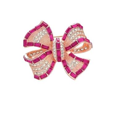 Imagem de QLUYCKW Broche de laço de strass para mulheres bonito moda brilhante cristal laço broches terno delicado vestido festa casamento charme jóias acessórios, Medium, Liga de aço, Strass