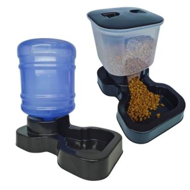 Imagem de Kit Bebedouro e Tratador Automático para Cachorro de Grande Porte - Bebedouro e Comedouro Pet (Preta, KIT)