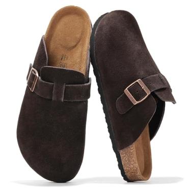 Imagem de Project Cloud Tamancos masculinos – 100% couro genuíno de flor integral para homens com palmilha de espuma viscoelástica e suporte de arco palmilha de cortiça natural – Pantufas masculinas