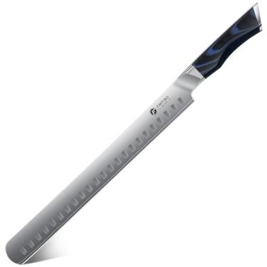 Imagem de Faca de corte de peito, faca de entalhe de 29 cm, facas japonesas de aço de alto carbono com cabo G10, cutelo de carne ultra afiado para churrasco, peru, assado, peito