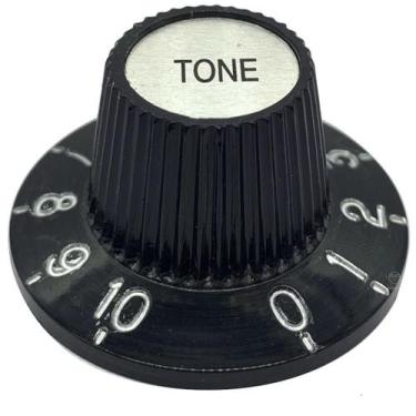 Imagem de Knob Vintage Plástico Tone guitarra KDT preto e cromo - SPIRIT