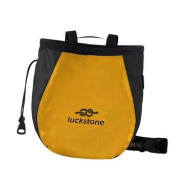 Imagem de Fenteer Bolsa de giz para escalada, bolsa de transporte de giz, de armazenamento recarregável, equipamento de escalada, para treinamento de golfe, academia de, Preto Amarelo