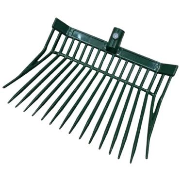 Imagem de IEUDNS Cabeça de substituição para garfo de esterco de cavalo com dentes angulares, ferramenta de limpeza, cabeça de forcado para feno, cama para cavalos, Verde