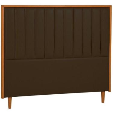 Imagem de Cabeceira Estofada Queen Imperial Couro Marrom 160 cm - TNA Decor
