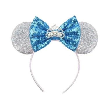 Imagem de Tiara De Orelhas De Rato Com Lantejoulas E Laço Para Meninas Com Pérol