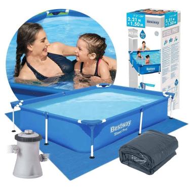 Imagem de Piscina Estrutural Infantil 1.200 Litros Splash Juniors com Capa Bomba e Forro Bestway 110v