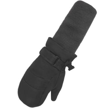 Imagem de MAGARROW Luvas infantis para inverno quente inverno neve esqui à prova de vento (preto - punho longo, 8-10 anos)