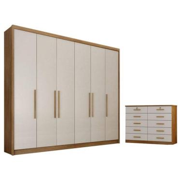 Imagem de Guarda Roupa Casal Bolonha e Gaveteiro Milão com Chave Cumaru 25 Fendi - Novo Horizonte