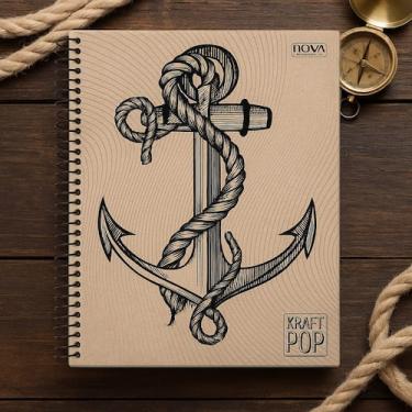 Imagem de Caderno Universitario 10 Matérias 160 Folhas KRAFT POP  Capa Dura Fosc