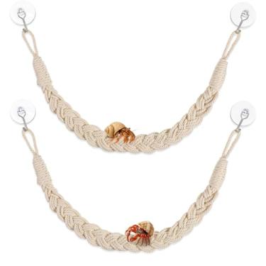 Imagem de WLLHYF Brinquedos de escalada de caranguejo eremita, pacote com 2, escada de corda de réptil de 61 cm com ventosas para tanque de répteis, acessórios de terrário, decoração de habitat para lagartos