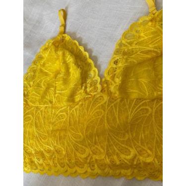 Imagem de Cropped de Renda Plus Size - VM Store, Amarelo, 48/50