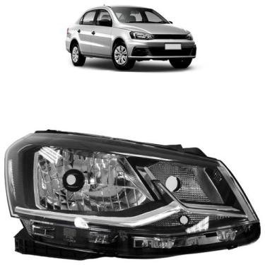 Imagem de Farol Dianteiro Gol Voyage G7 2016 A 2018 Máscara Negra Friso Cromado 