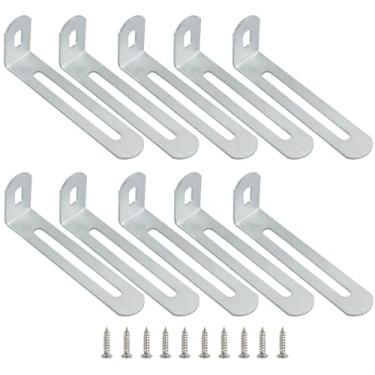 Imagem de 10 peças 7,5 x 3,5 cm x 0,6 cm suportes ajustáveis de metal G suporte de canto resistente de 90 graus suporte de canto em forma de L suporte de prateleira prata