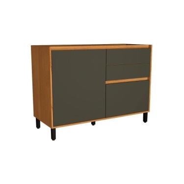 Imagem de Balcão De Cozinha Denver Ph 3110 C- 1 Porta 1 Porta Tempero E 2 Gavetas S- Tampo 120cm Freijo Rocks-grafite - Herval