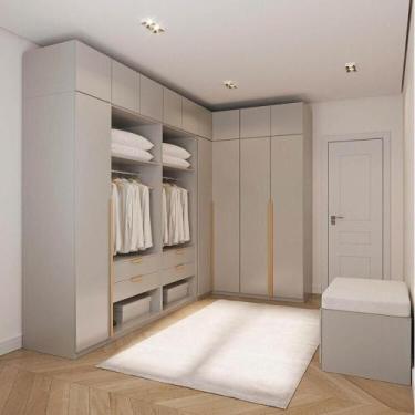 Imagem de Guarda-Roupa Modulado de Canto 10 Peças 14 Portas Jade CabeCasa Madeir