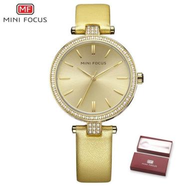 Imagem de Relógio Feminino Mini Focus Mf0039l à Prova D'água Dourado