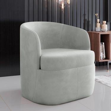 Imagem de Poltrona Decorativa Bel Sala De Estar Base Giratória Veludo Cinza G33 - Gran Belo
