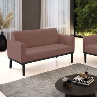 Imagem de Poltrona Namoradeira Decorativa Pés Fixo Em Madeira Preto Veludo Rose